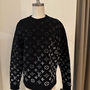 Louis Vuitton Black and Silver Monogram Crewneck Sweatshirt